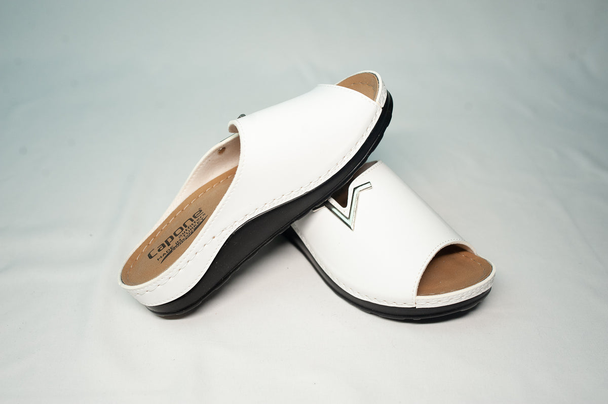 Papuci deschisi, alb, talpa neagra - DrWear