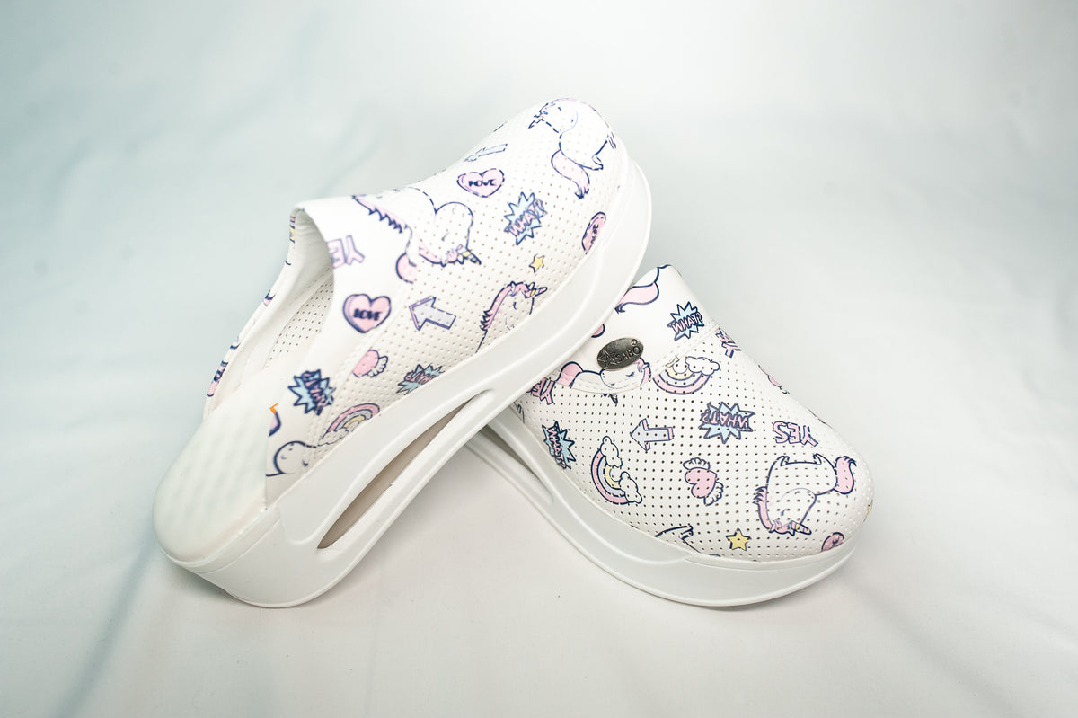 Papuci inchisi, alb, model unicorn, talpa Airmax - DrWear
