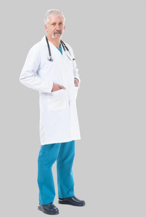 Halat medical pentru barbati, lung, alb - DrWear