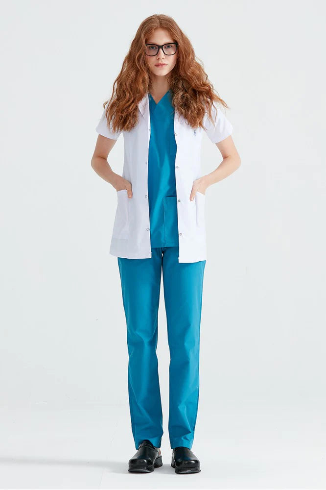 Halat medical pentru femei, scurt, cu maneca scurta - DrWear